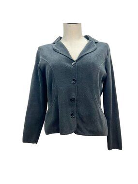 Black Button Front Knit Cardigan Sweater Women’s Size M 21" Length